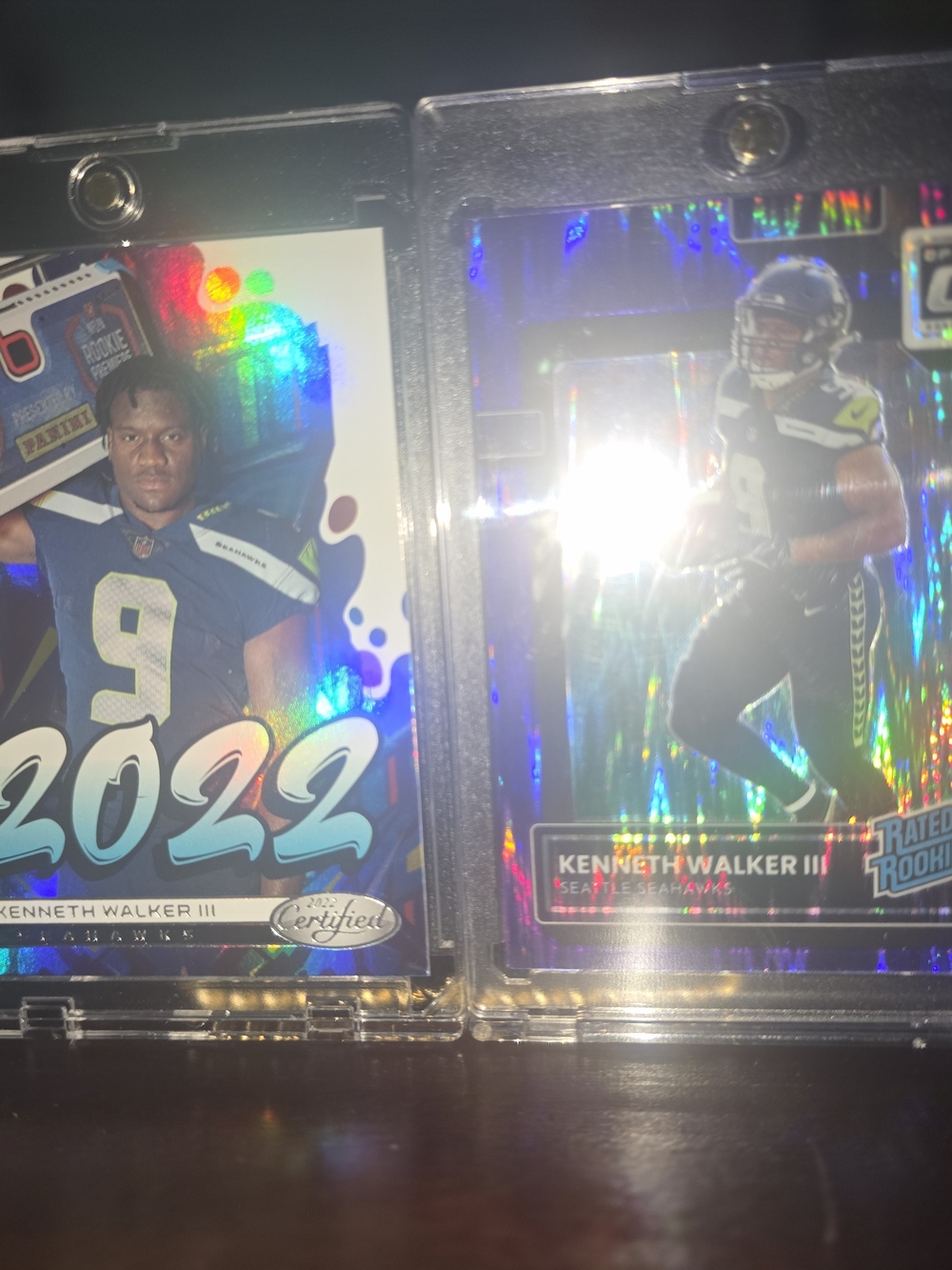 Kenneth Walker III 2022 Holographic Football Card Pair - Blue